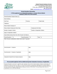 The Marine Atlantic Bursary Application Form - Prince Edward Island, Canada, Page 2