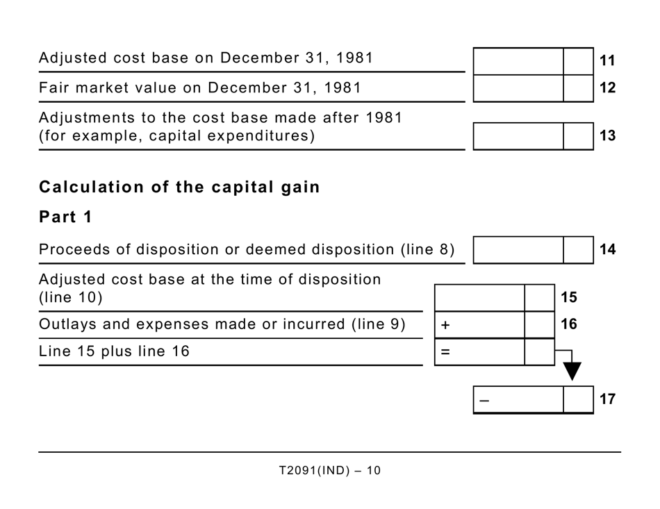 Form T2091IND Designation of a Property as a Principal Residence by an Individual (Other Than a Personal Trust) - Large Print - Canada, Page 10
