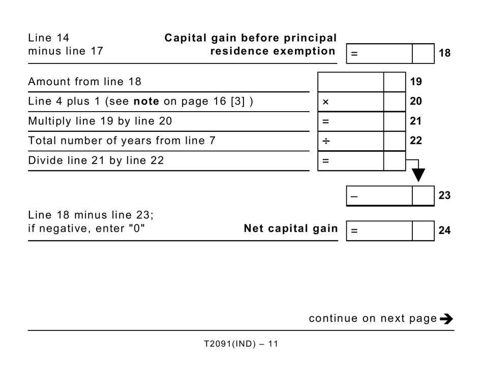 Form T2091IND Designation of a Property as a Principal Residence by an Individual (Other Than a Personal Trust) - Large Print - Canada, Page 11