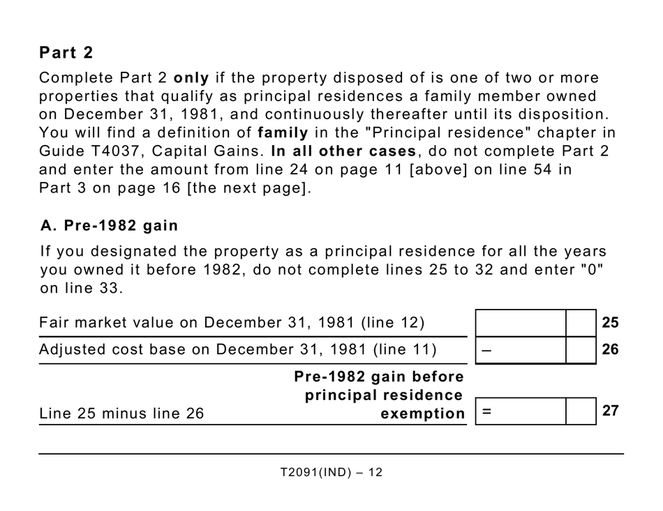 Form T2091IND Designation of a Property as a Principal Residence by an Individual (Other Than a Personal Trust) - Large Print - Canada, Page 12