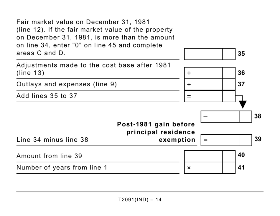 Form T2091IND Designation of a Property as a Principal Residence by an Individual (Other Than a Personal Trust) - Large Print - Canada, Page 14
