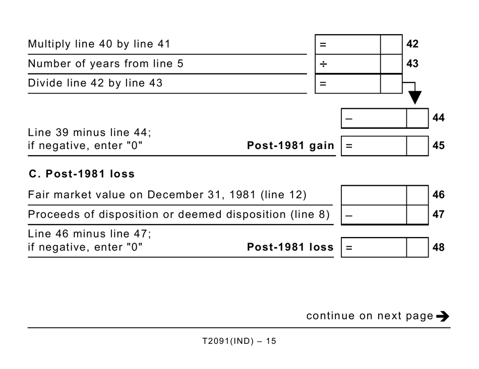 Form T2091IND Designation of a Property as a Principal Residence by an Individual (Other Than a Personal Trust) - Large Print - Canada, Page 15