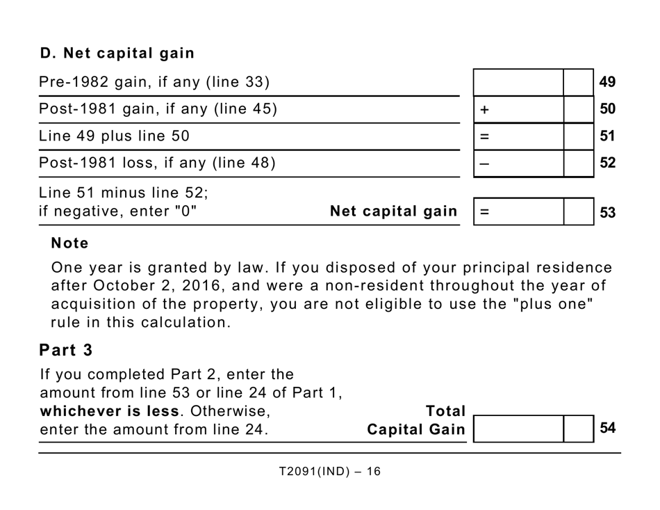 Form T2091IND Designation of a Property as a Principal Residence by an Individual (Other Than a Personal Trust) - Large Print - Canada, Page 16