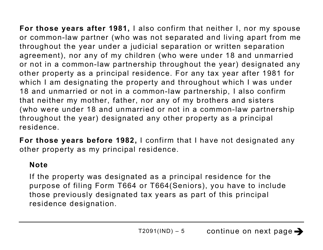 Form T2091IND Designation of a Property as a Principal Residence by an Individual (Other Than a Personal Trust) - Large Print - Canada, Page 5