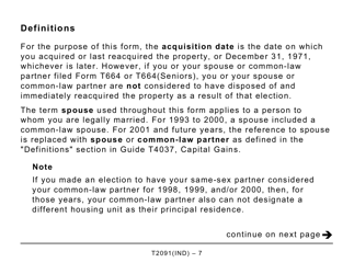 Form T2091IND Designation of a Property as a Principal Residence by an Individual (Other Than a Personal Trust) - Large Print - Canada, Page 7