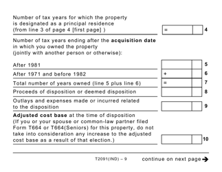 Form T2091IND Designation of a Property as a Principal Residence by an Individual (Other Than a Personal Trust) - Large Print - Canada, Page 9