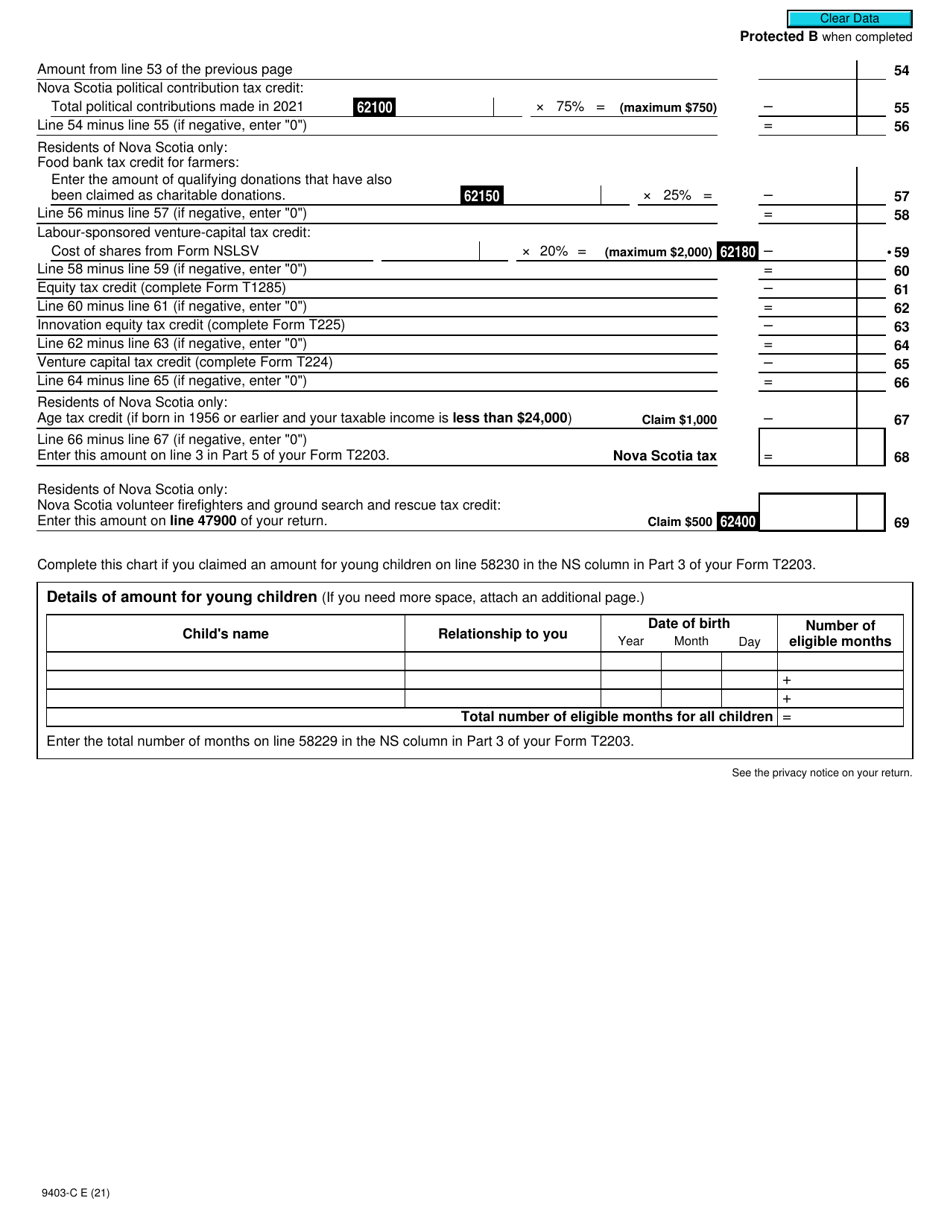 Form T2203 (9403-C; NS428MJ) Part 4 Nova Scotia Tax (Multiple Jurisdictions) - Canada, Page 3
