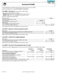 Form T2203 (9412-D) Worksheet NT428MJ Northwest Territories - Canada