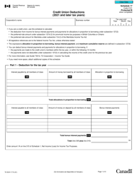 Form T2 Schedule 17 Credit Union Deductions (2021 and Later Tax Years) - Canada