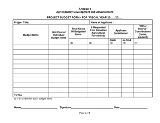 Fruit and Vegetable Industry Development Program Application Form - New Brunswick, Canada, Page 6