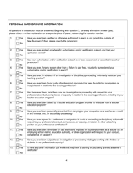 Form B Teacher's Certificate Application Form for Teachers Certified in Canada - New Brunswick, Canada, Page 4