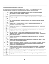 Form C Interim Teacher&#039;s Certificate Application Form for Internationally Trained Applicants - New Brunswick, Canada, Page 4