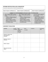 Form D Interim Teacher's Certificate Application Form for United States Candidates - New Brunswick, Canada, Page 2