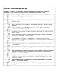 Form D Interim Teacher's Certificate Application Form for United States Candidates - New Brunswick, Canada, Page 4
