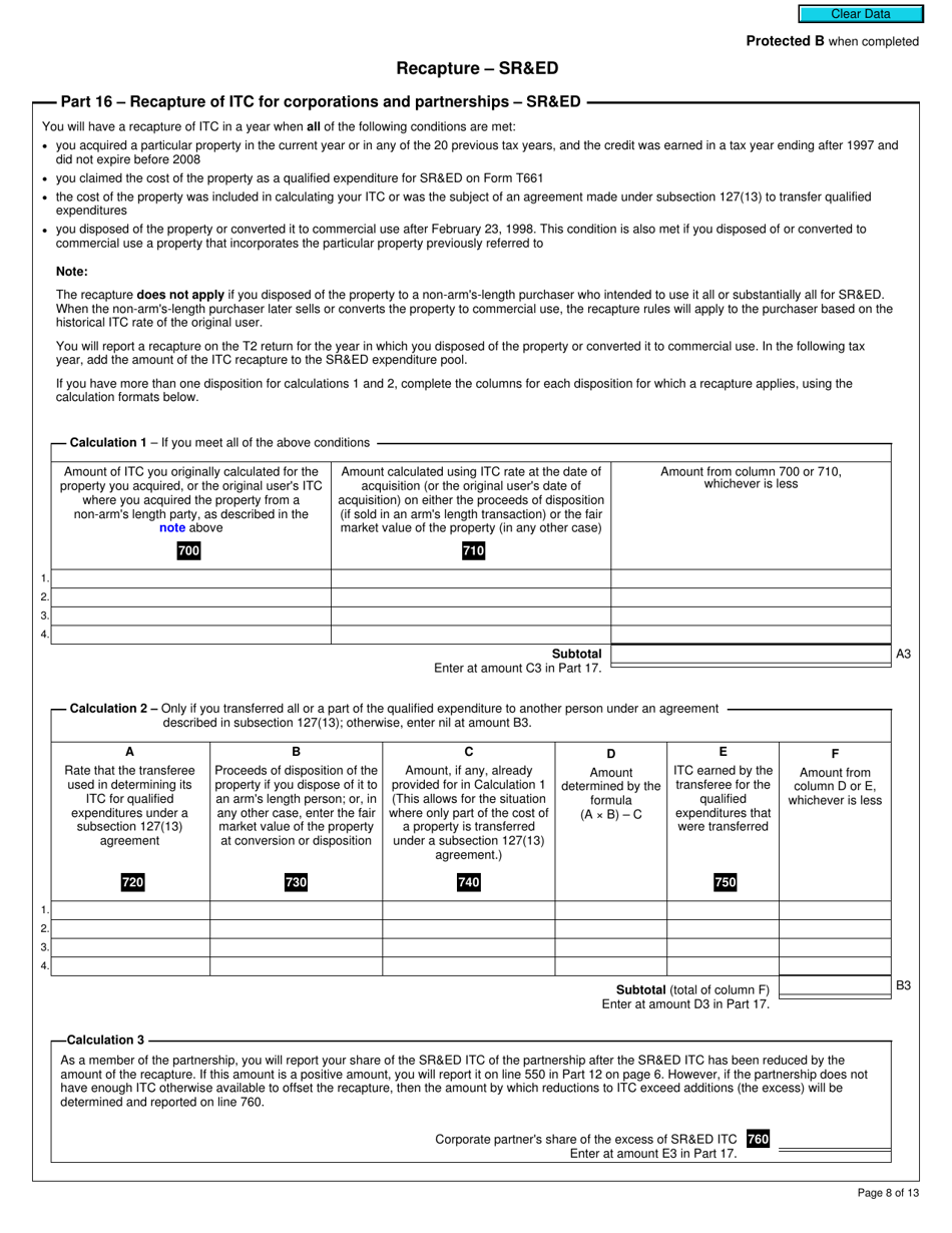 Form T2 Schedule 31 Investment Tax Credit - Corporations (2019 and Later Tax Years) - Canada, Page 8