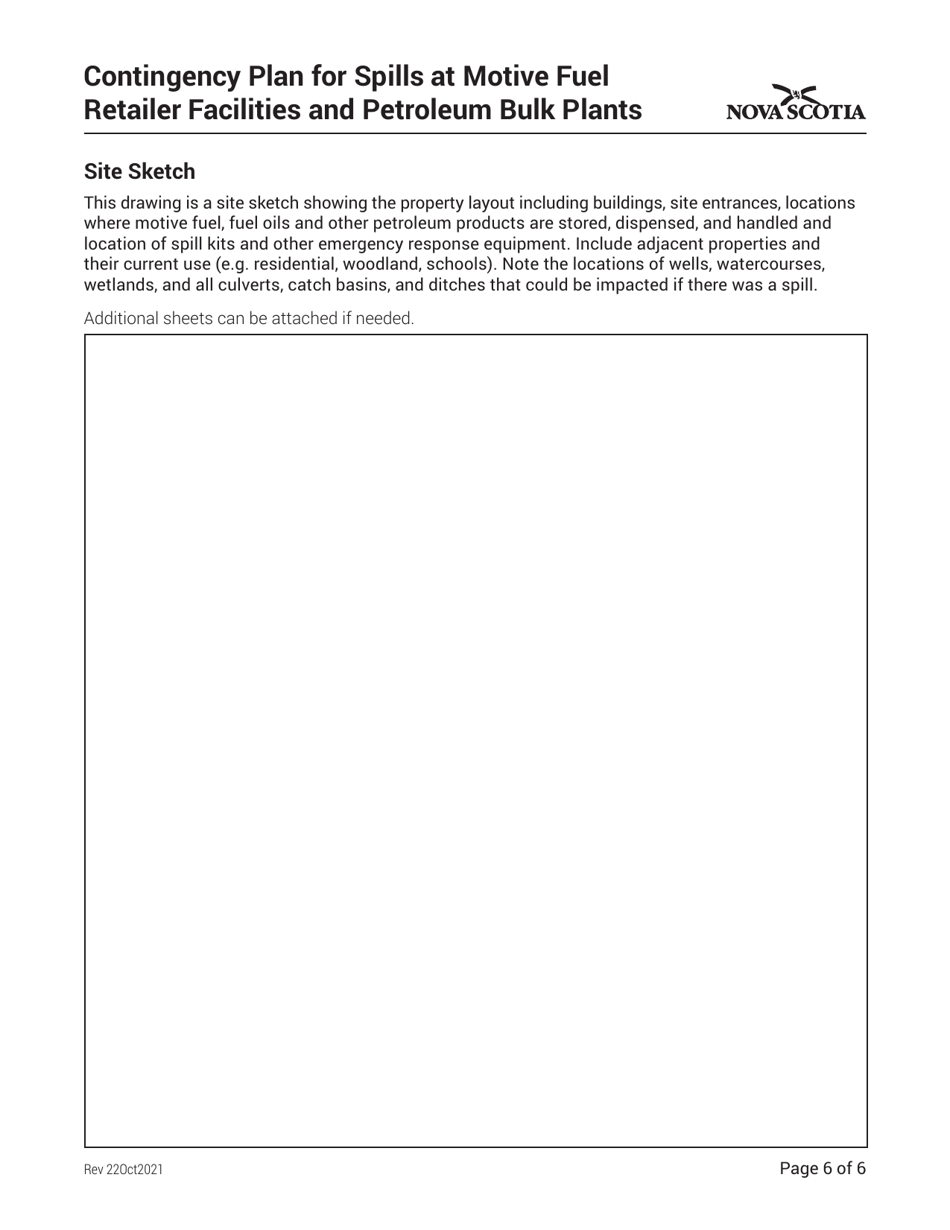 Contingency Plan for Spills at Motive Fuel Retailer Facilities and Petroleum Bulk Plants - Nova Scotia, Canada, Page 6