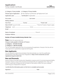 Pump Installer Certificate Application - Nova Scotia, Canada, Page 2