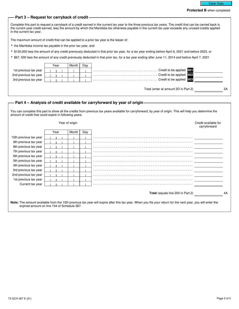Form T2 Schedule 387 Manitoba Small Business Venture Capital Tax Credit (2021 and Later Tax Years) - Canada, Page 2