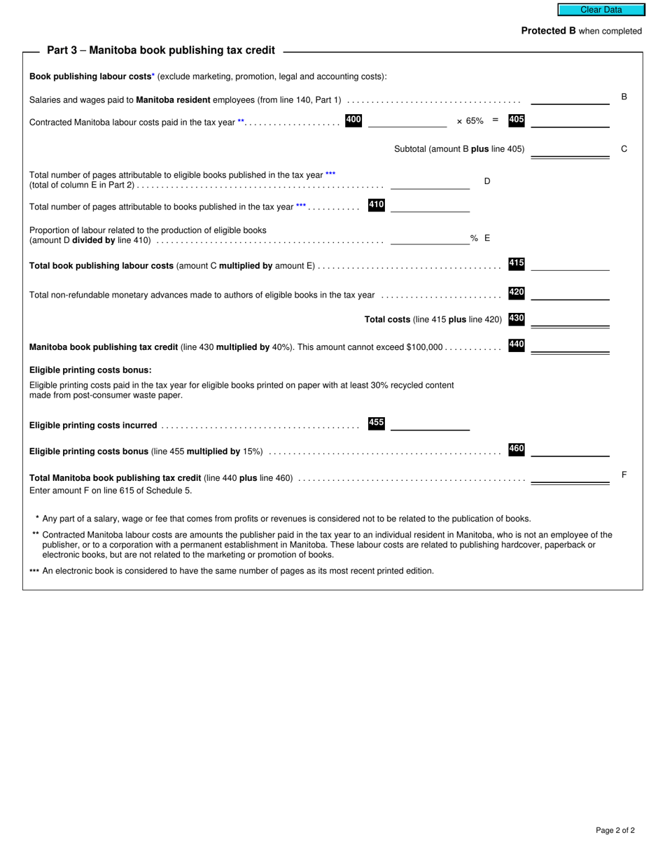 Form T2 Schedule 389 Manitoba Book Publishing Tax Credit (2021 and Later Tax Years) - Canada, Page 2
