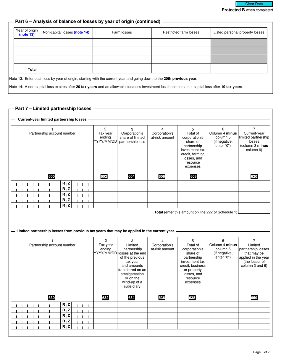 Form T2 Schedule 4 Corporation Loss Continuity and Application (2021 and Later Tax Years) - Canada, Page 6