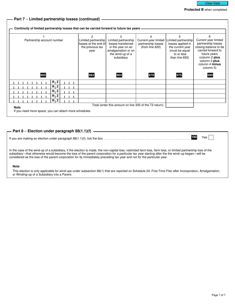 Form T2 Schedule 4 Corporation Loss Continuity and Application (2021 and Later Tax Years) - Canada, Page 7