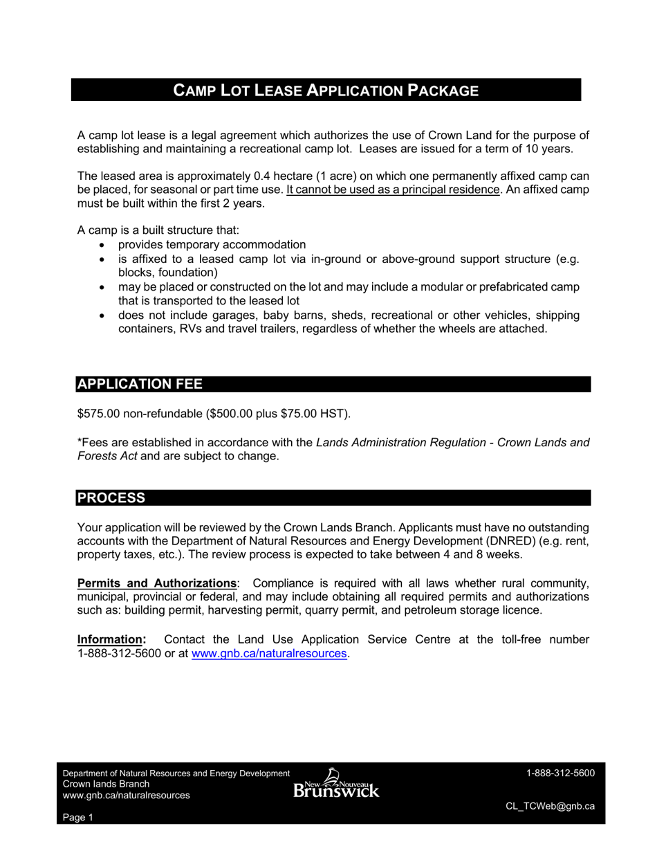 Nb Rental Application Form New Brunswick Canada Camp Lot Lease Application - Fill Out, Sign Online ...