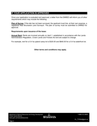 Camp Lot Lease Application - New Brunswick, Canada, Page 2