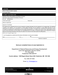 Camp Lot Lease Application - New Brunswick, Canada, Page 4