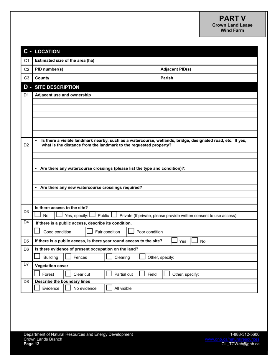Application Form - Wind Farm Lease - New Brunswick, Canada, Page 14