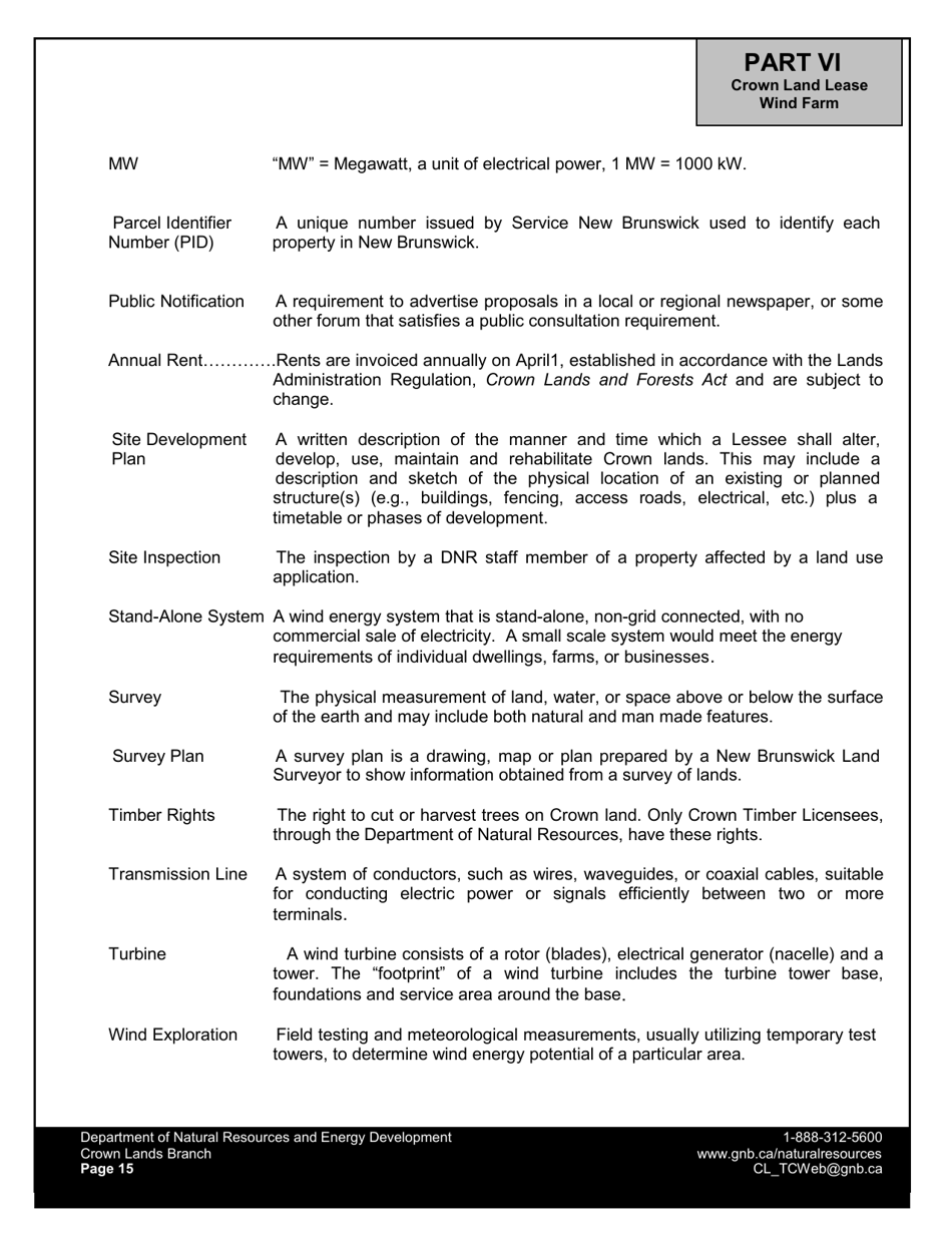 Application Form - Wind Farm Lease - New Brunswick, Canada, Page 17