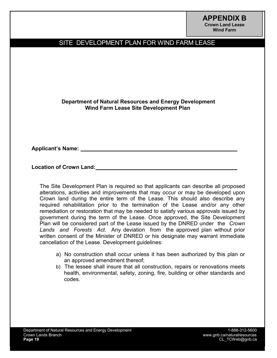 Application Form - Wind Farm Lease - New Brunswick, Canada, Page 21