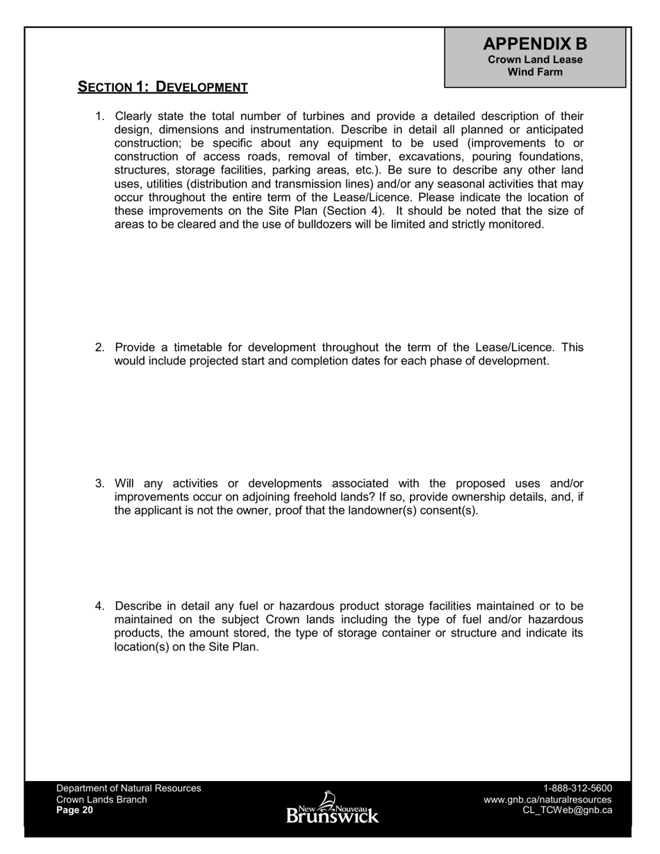 Application Form - Wind Farm Lease - New Brunswick, Canada, Page 22