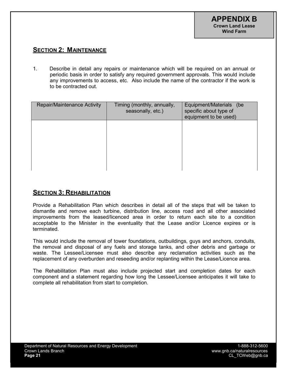 Application Form - Wind Farm Lease - New Brunswick, Canada, Page 23