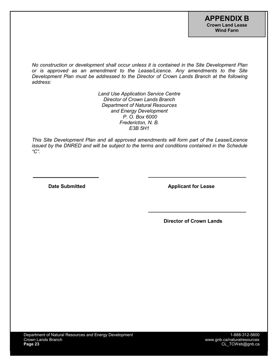 Application Form - Wind Farm Lease - New Brunswick, Canada, Page 25