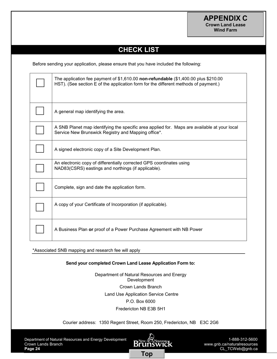 Application Form - Wind Farm Lease - New Brunswick, Canada, Page 26
