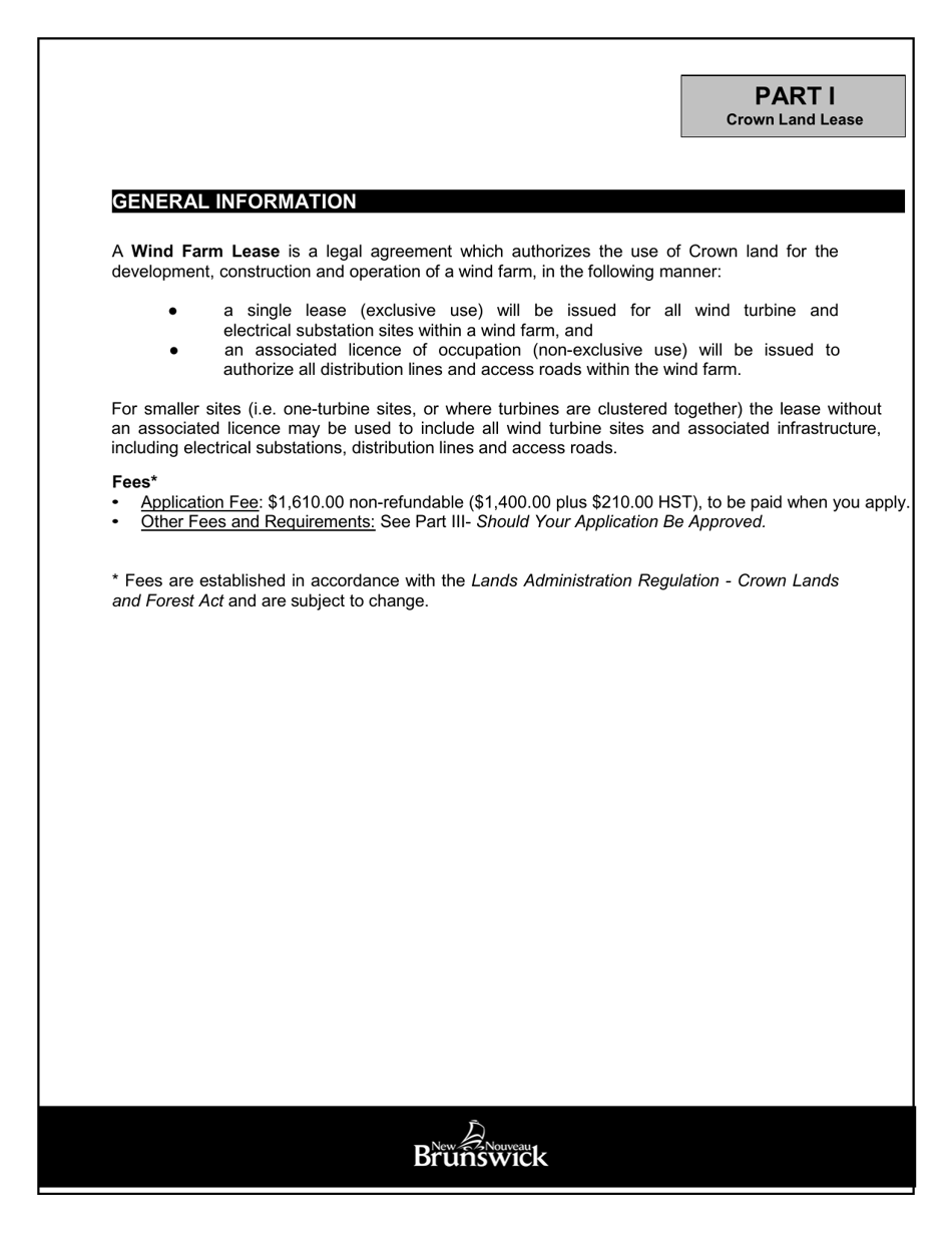 Application Form - Wind Farm Lease - New Brunswick, Canada, Page 3
