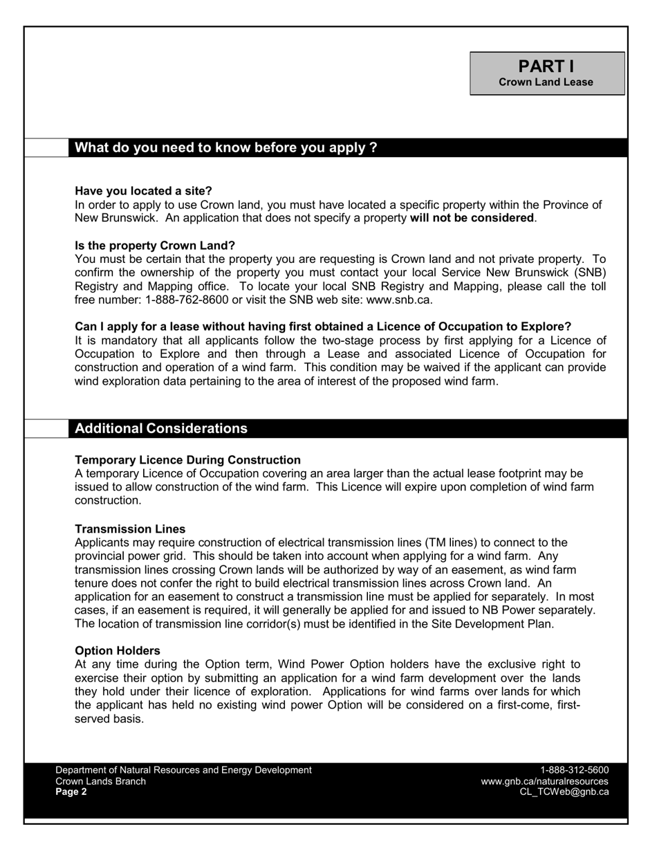 Application Form - Wind Farm Lease - New Brunswick, Canada, Page 4
