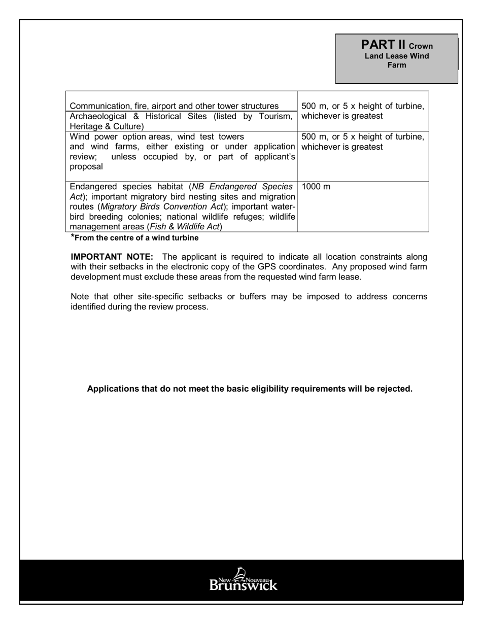 Application Form - Wind Farm Lease - New Brunswick, Canada, Page 6