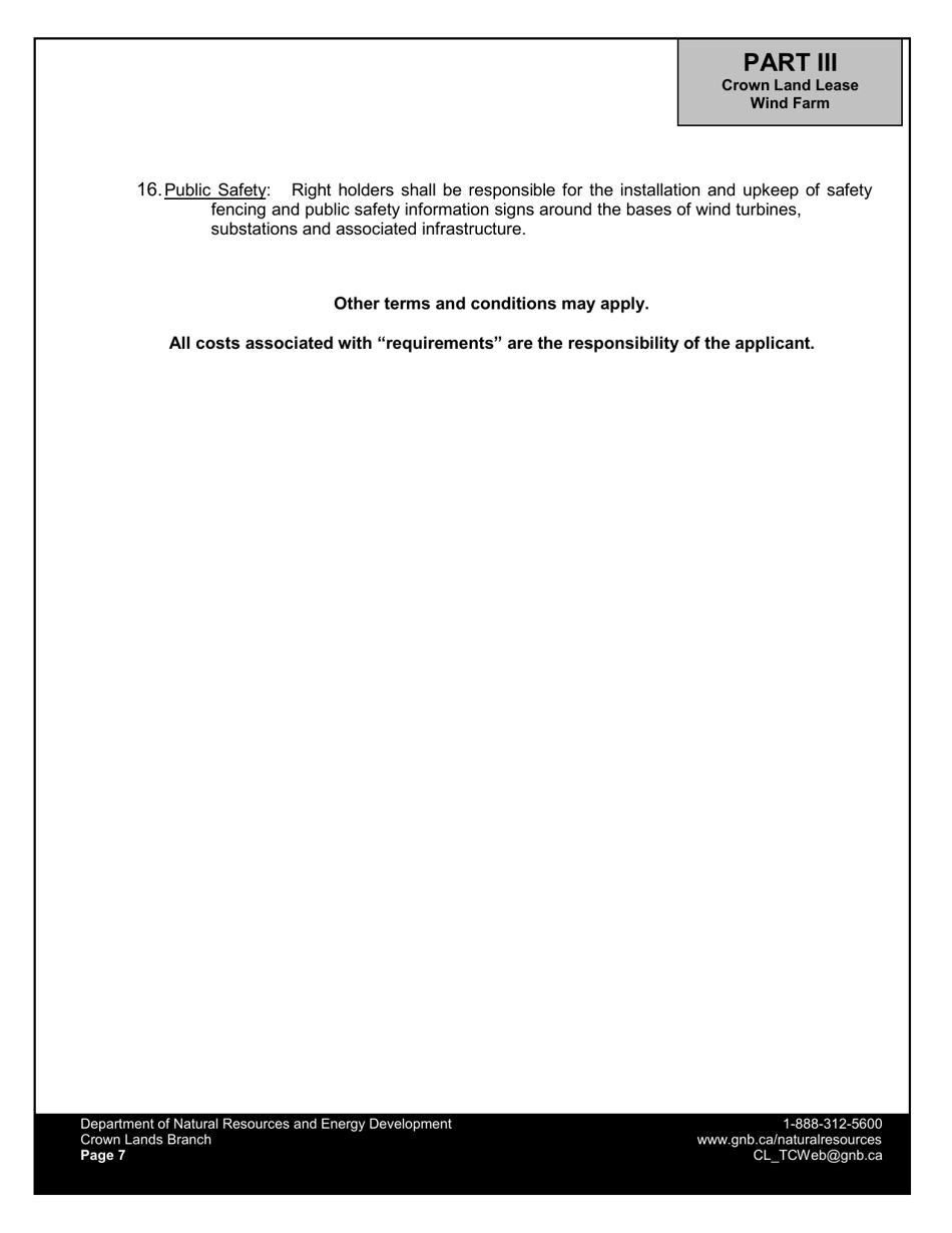 Application Form - Wind Farm Lease - New Brunswick, Canada, Page 9