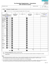 Form T2 Schedule 5 Tax Calculation Supplementary - Corporations (2021 and Later Tax Years) - Canada, Page 2