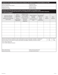 Form NWT9245 Application for an Interim Junior Kindergarten Specialty Teaching Certificate - Northwest Territories, Canada, Page 2