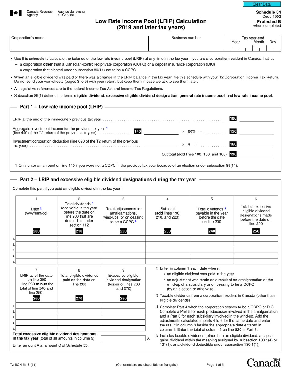 Form T2 Schedule 54 Fill Out Sign Online And Download Fillable Pdf Canada Templateroller 0780