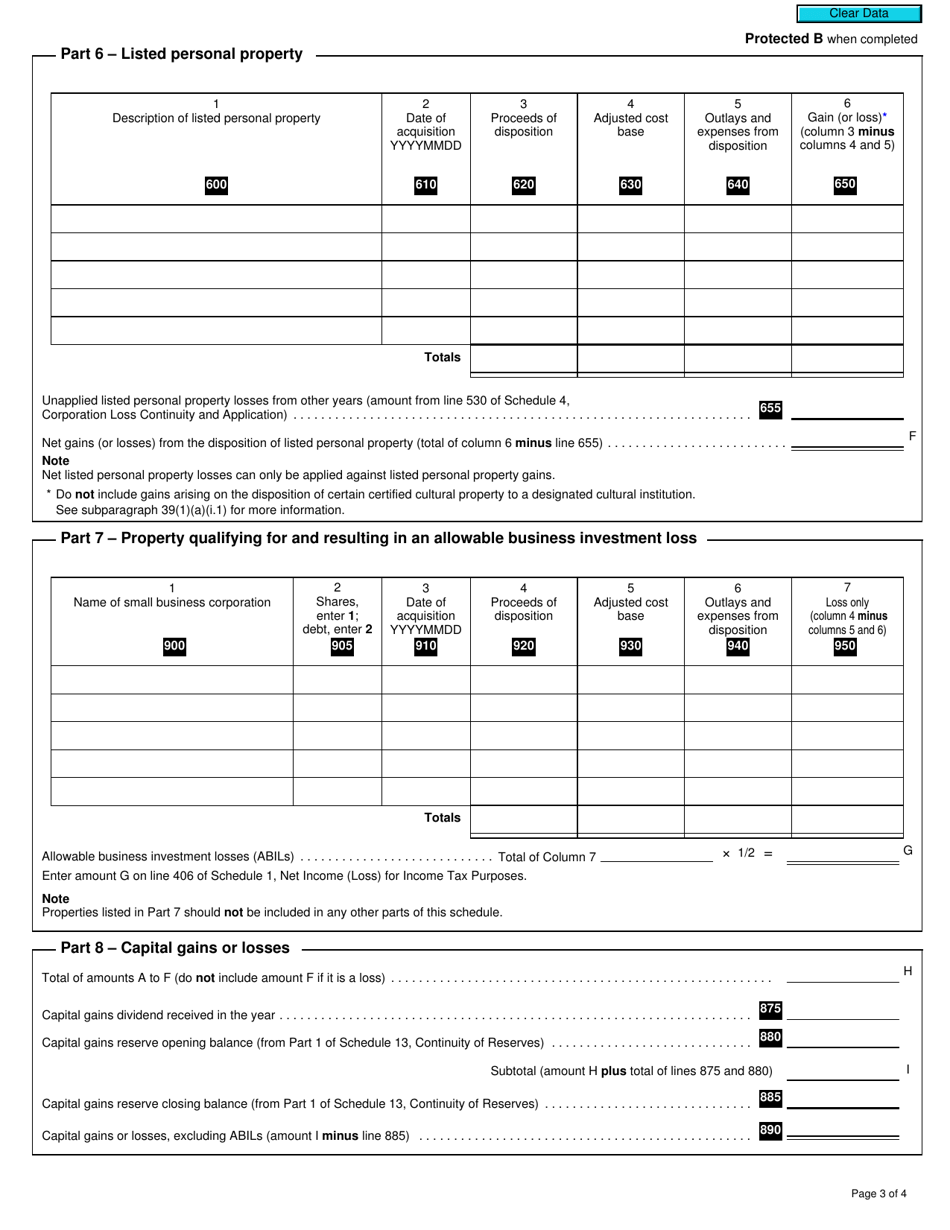Form T2 Schedule 6 Summary of Dispositions of Capital Property (2011 and Later Tax Years) - Canada, Page 3