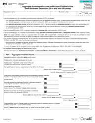 Document preview: Form T2 Schedule 7 Aggregate Investment Income and Income Eligible for the Small Business Deduction (2019 and Later Tax Years) - Canada
