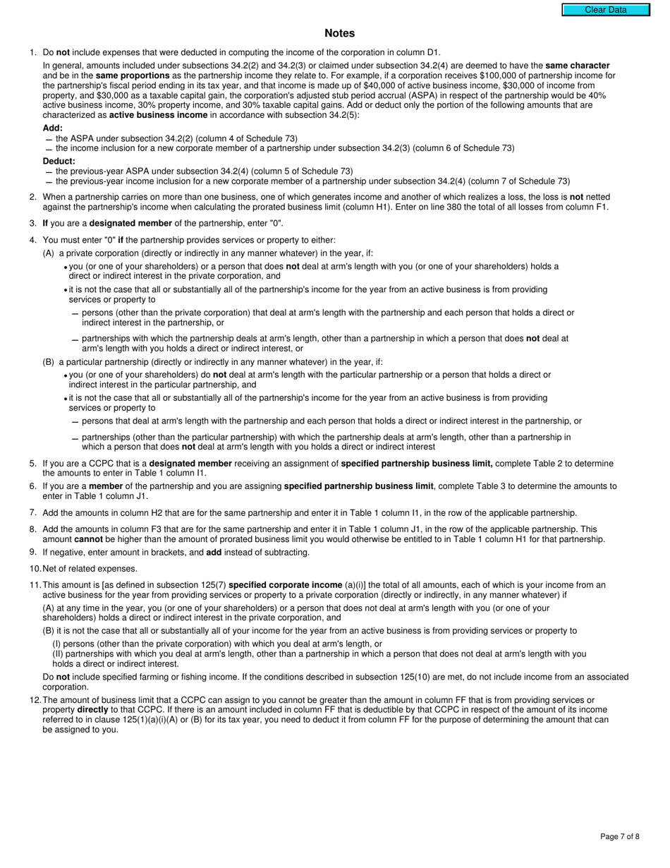 Form T2 Schedule 7 Aggregate Investment Income and Income Eligible for the Small Business Deduction (2019 and Later Tax Years) - Canada, Page 7