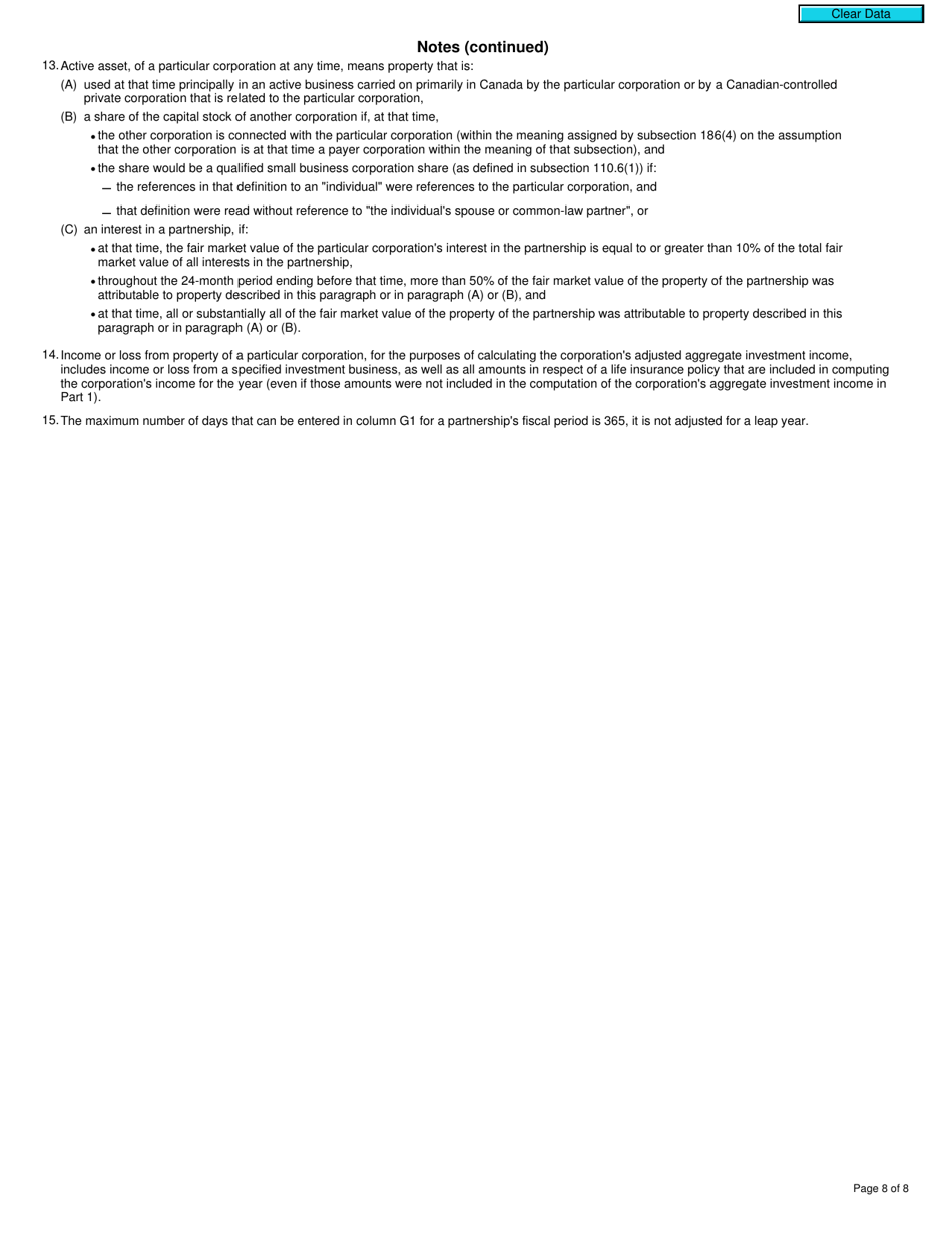 Form T2 Schedule 7 Aggregate Investment Income and Income Eligible for the Small Business Deduction (2019 and Later Tax Years) - Canada, Page 8
