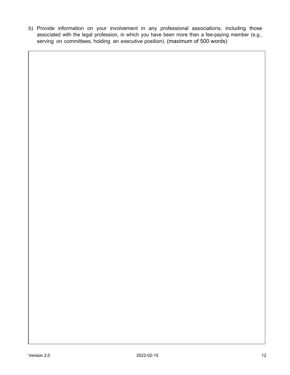 Judicial Candidate Application Form - Nova Scotia, Canada, Page 12