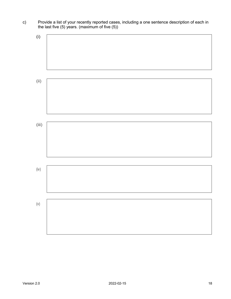 Judicial Candidate Application Form - Nova Scotia, Canada, Page 18