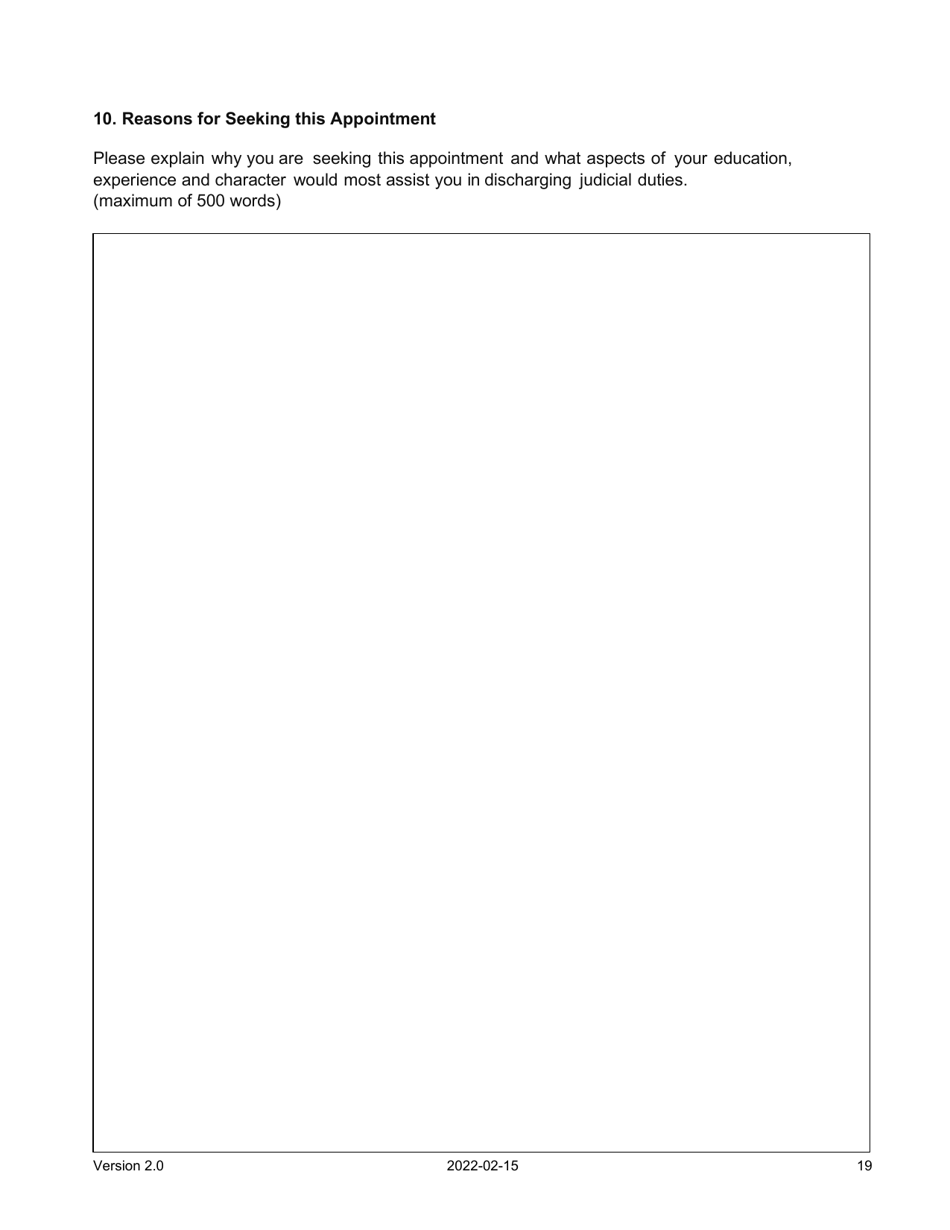 Judicial Candidate Application Form - Nova Scotia, Canada, Page 19