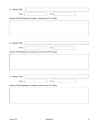 Judicial Candidate Application Form - Nova Scotia, Canada, Page 9